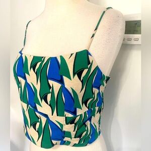 ZARA Blue/Green Cropped Top - Size M/L - NEW